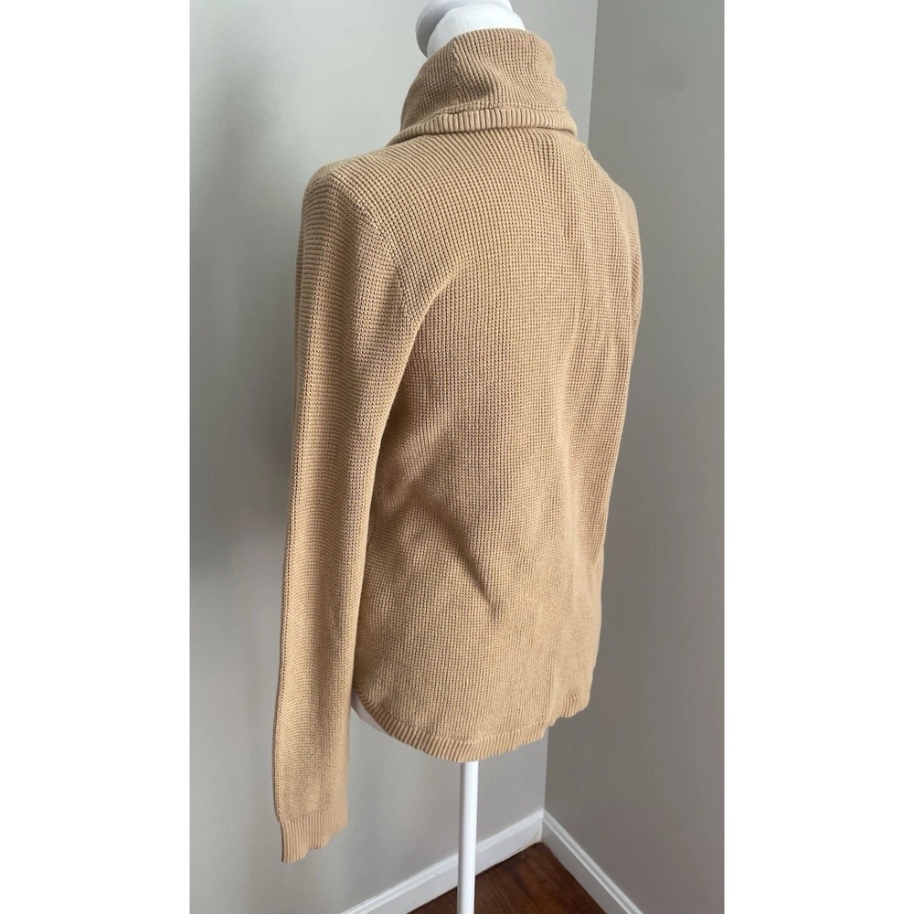 Women’s Cream/Tan Cowl Neck Sweater with Drawstring - Picture 3 of 12